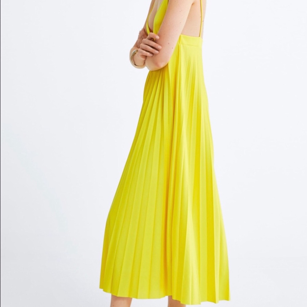 Zara Yellow Pleated Strappy Dress